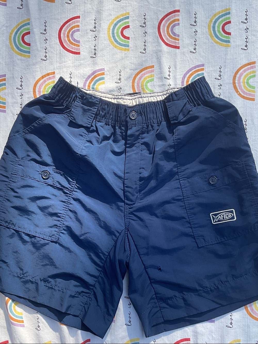 AFTCO Navy Blue Kids Cargo Shorts
